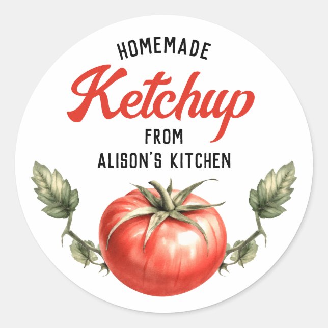 Adesivo Rótulo de enlatamento de Ketchup de Tomate aquarel (Frente)