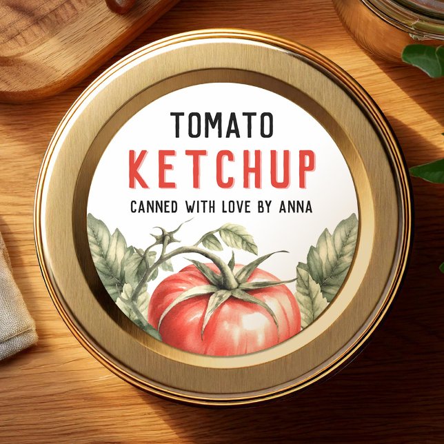 Adesivo Rótulo de enlatamento de Ketchup de Tomate aquarel (Criador carregado)