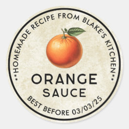 Adesivo Rótulo de enlatamento de molho de laranja caseiro