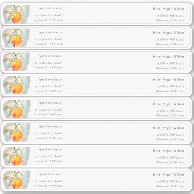 Adesivo Rótulo de Envio de Convidado Laranja Boho (Frente)