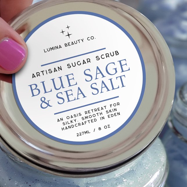 Adesivo rótulo de esfoliante de açúcar simples sálvia azul (Criador carregado)