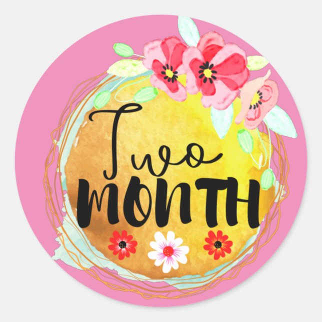 Adesivo Rótulo de Etapa do Bebê com Dois Meses (Frente)