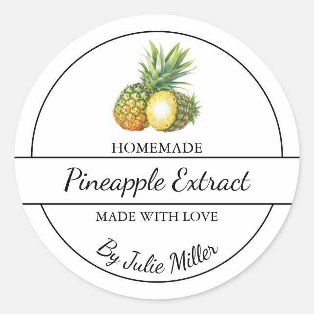 Adesivo Rótulo de Extração de Abacaxi Homemade Simples (Frente)