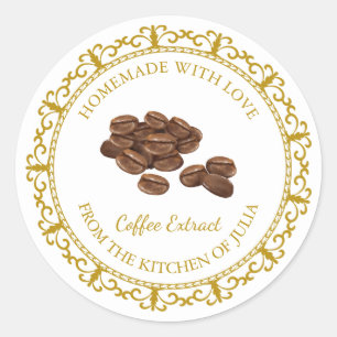 Adesivo Rótulo de Extração de Café Casado da Vintage - Bra