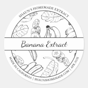 Adesivo Rótulo de Extrato de Banana do Esquema Preto e Bra