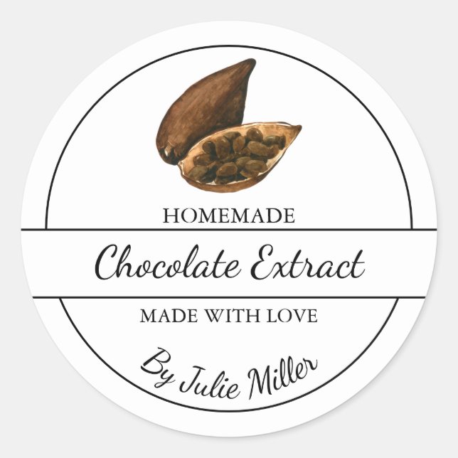 Adesivo Rótulo de Extrato de Chocolate Homemade Simples (Frente)