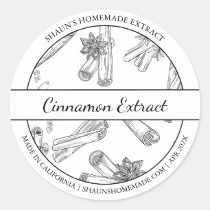 Adesivo Rótulo de Extrato de Cinnamon em Preto e Branco