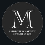 Adesivo Rótulo de Favor do Casamento do Monograma Formal<br><div class="desc">Outras cores disponíveis em nosso compro!</div>