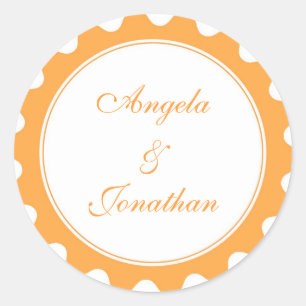 Adesivo Rótulo de favor do casamento em laranja-comum redo