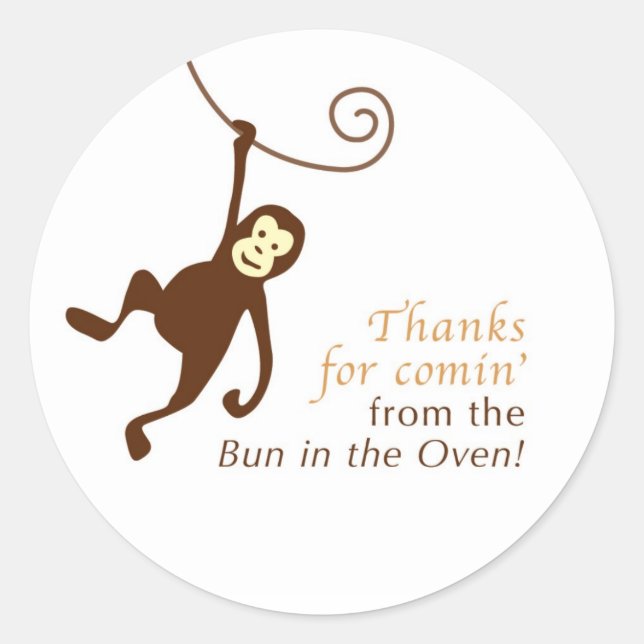 Adesivo Rótulo de favor do chá de fraldas macaco (Frente)