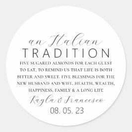Adesivo Rótulo de Favor Tradicional de Casamento de Amêndo