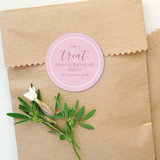 Adesivo Rótulo de Festa de Caligrafia Rosa Simples (Criador carregado)