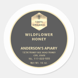 Adesivo Rótulo de frasco de mel de abelha de ouro moderno