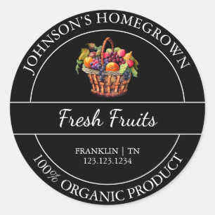 Adesivo Rótulo de Fruta Orgânica Fresca do Jardim do Inter