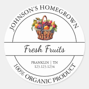 Adesivo Rótulo de Fruta Orgânica Fresca do Jardim do Inter