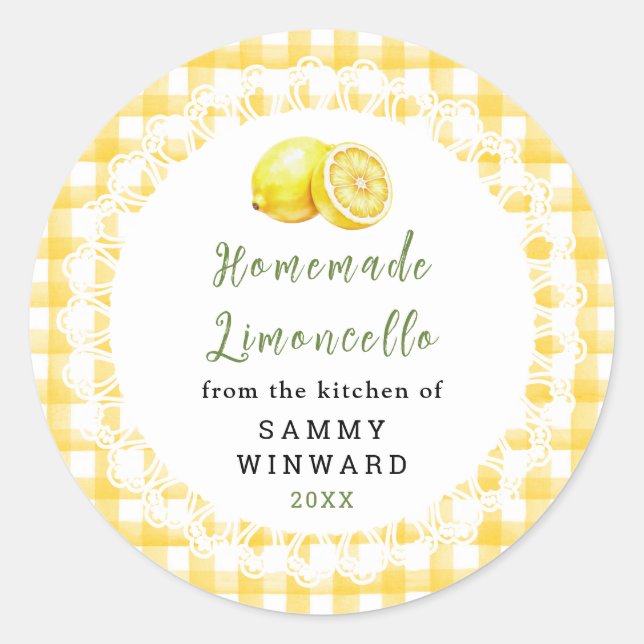 Adesivo Rótulo de Garrafa de Limoncello Caseiro (Frente)