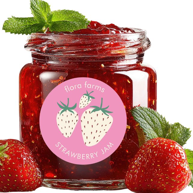 Adesivo Rótulo de GELADEIRA Morango Branco Pineberry Perso (JAM LABEL White Strawberry Pineberry Custom Sticker
)