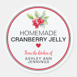 Adesivo Rótulo de Geleia de Cranberry Caseira | Enlatament