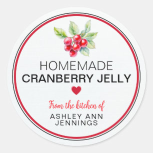 Adesivo Rótulo de Geleia de Cranberry Caseira   Enlatament