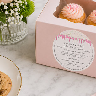 Adesivo Rótulo de Gotejamento de Frosting de Baunilha Rosa