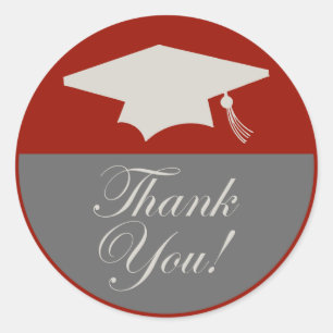 Adesivo Rótulo de Graduação Clássica Obrigado (Maroon)