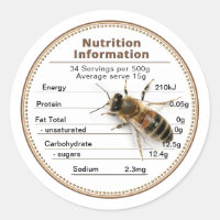 Rótulo de informação sobre alimentação de mel da M