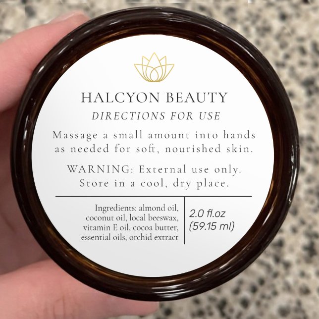 Adesivo Rótulo de ingrediente de produto de beleza preto (Criador carregado)