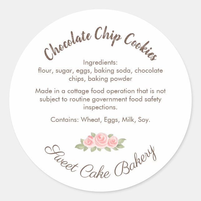 Adesivo Rótulo de Ingredientes de Biscoito de Chocolate Wh (Frente)