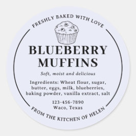 Adesivo Rótulo de Ingredientes de Padaria de Blueberry Muf