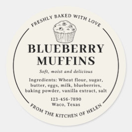 Adesivo Rótulo de Ingredientes de Padaria de Muffins de Mi