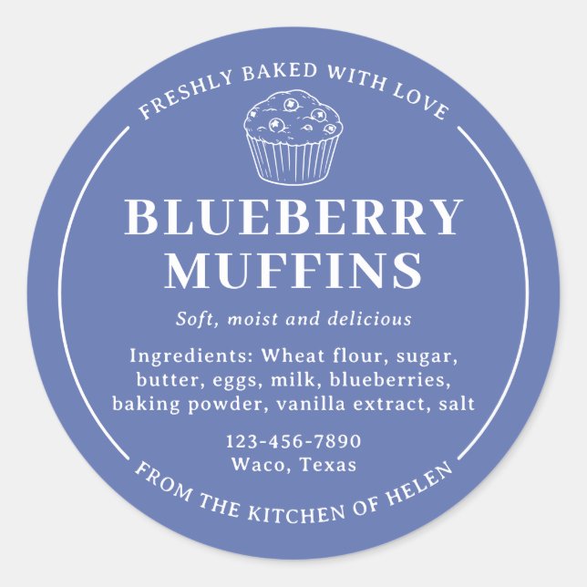 Adesivo Rótulo de Ingredientes de Padaria de Muffins de Mi (Frente)