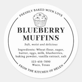 Adesivo Rótulo de Ingredientes de Padaria de Muffins de Mi