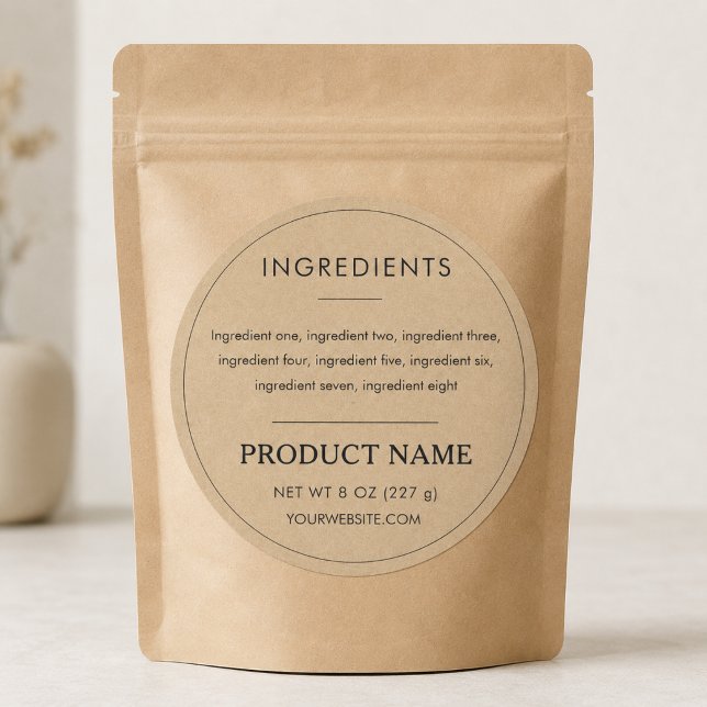 Adesivo Rótulo de Ingredientes de Produto em Papel Kraft (Criador carregado)