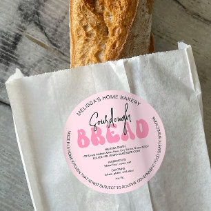 Adesivo Rótulo de Ingredientes do Pão - Pão Retro-Rosa