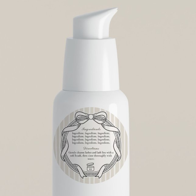 Adesivo Rótulo de Ingredientes e Instruções de Moldura de  (Cream Bow Frame Ingredients & Directions Label)