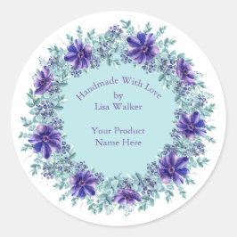 Adesivo Rótulo de Item Físico - Rótulo Rústico Roxo e Aqua