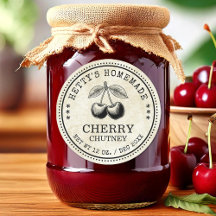 Rótulo de jar de chutney de cereja para suas recei