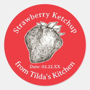 Adesivo Rótulo de Ketchup de Morango da Cozinha do Frasco