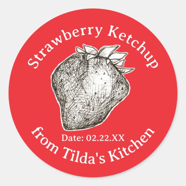 Adesivo Rótulo de Ketchup de Morango da Cozinha do Frasco (Frente)
