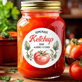 Adesivo rótulo de ketchup de tomate caseiro aquarela tomat
