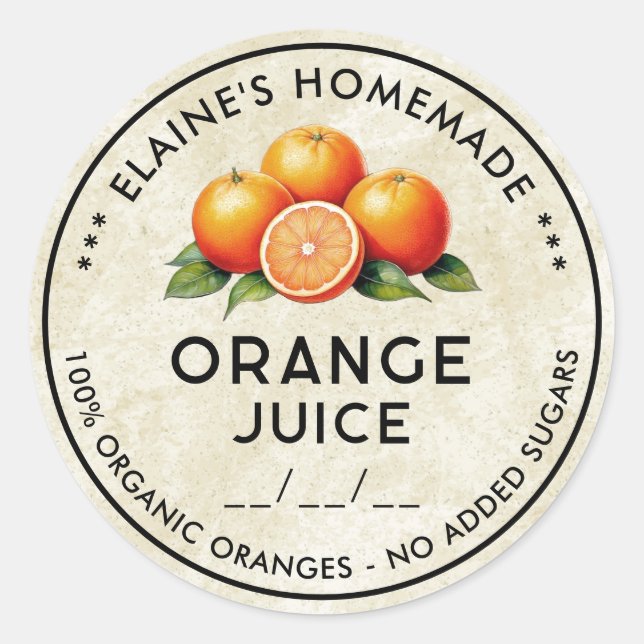 Adesivo Rótulo de lata de ingredientes de suco de laranja  (Frente)