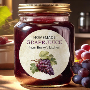 Adesivo Rótulo de lata de suco de uva vintage caseiro