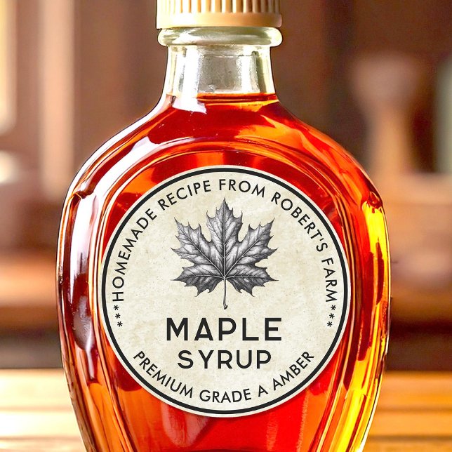 Adesivo Rótulo de lata de xarope de bordo vintage com folh (Criador carregado)