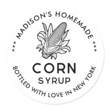 Rótulo de lata de xarope de milho preto e branco c