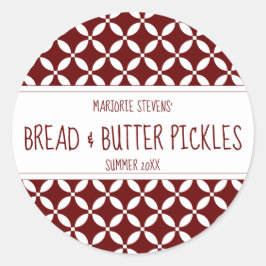 Adesivo Rótulo de latão vermelho e branco escuro moderno