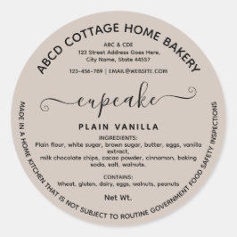 Adesivo Rótulo de Lei de Cottage de Panificação Beige Mode