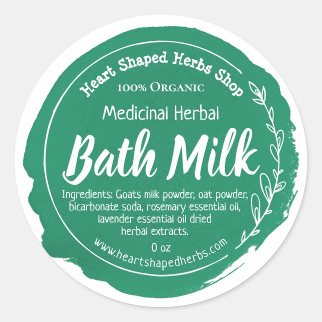 Adesivo Rótulo de Leite de Banho Herbal, artesanal, person (Frente)
