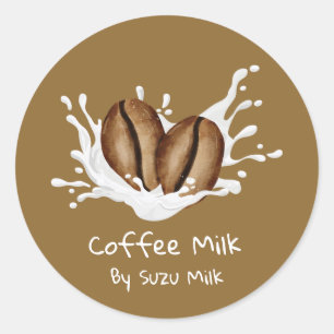 Adesivo Rótulo de Leite de Café Simples Fofo