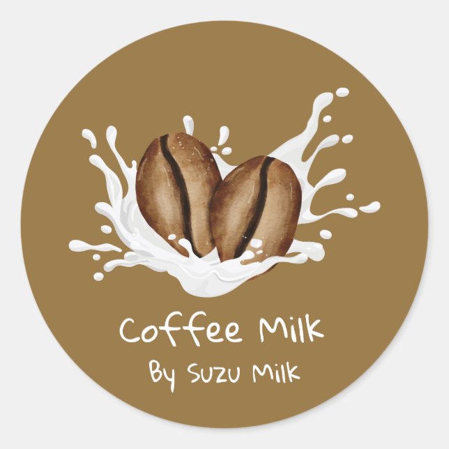 Adesivo Rótulo de Leite de Café Simples Fofo (Frente)