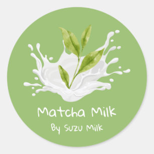 Adesivo Rótulo de Leite de Chá Verde Matcha Fofo Simples